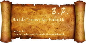Balázsovits Patrik névjegykártya